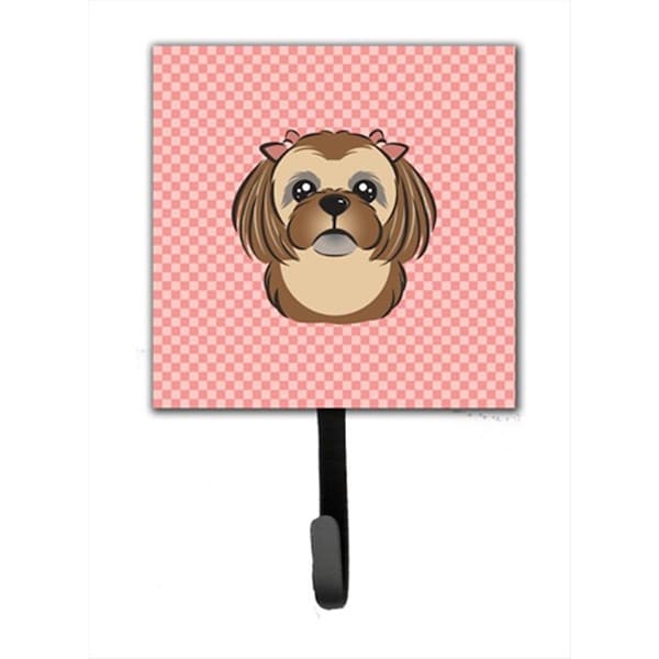 Carolines Treasures Checkerboard Pink Chocolate Brown Shih Tzu Leash or Key Holder- 4.25 W x 7 H In. BB1249SH4 - main
